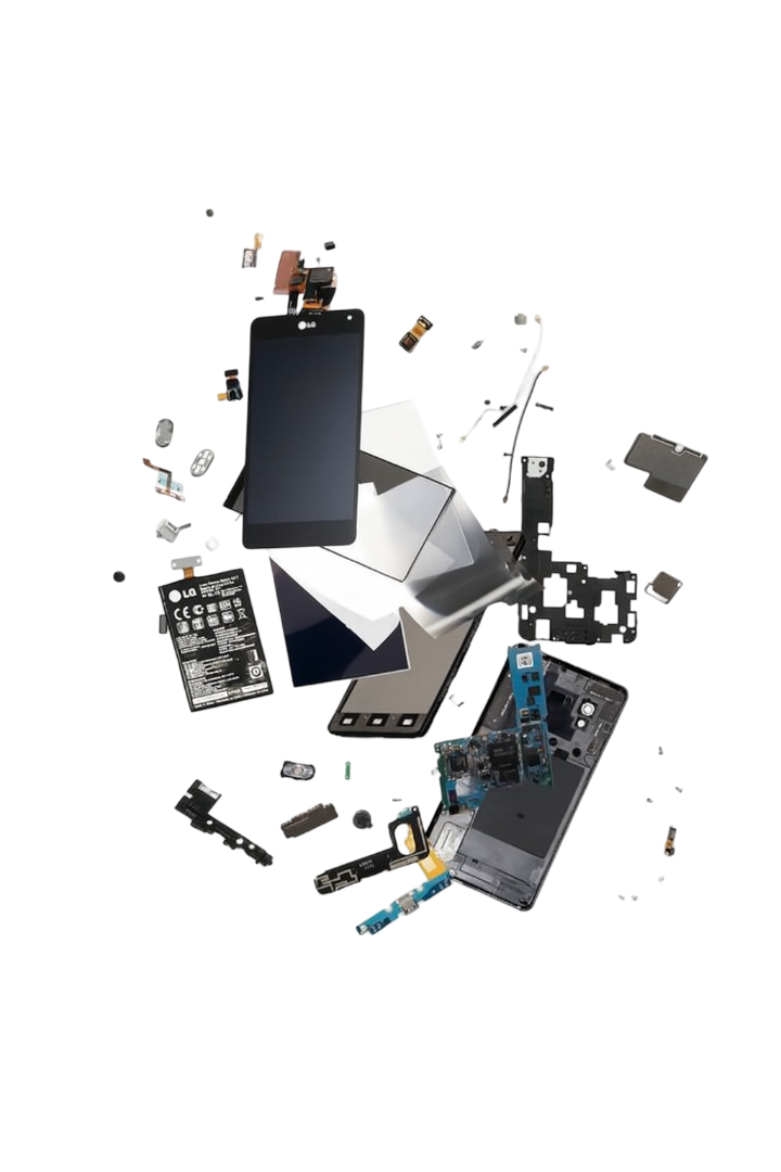 Exploded phone illustration